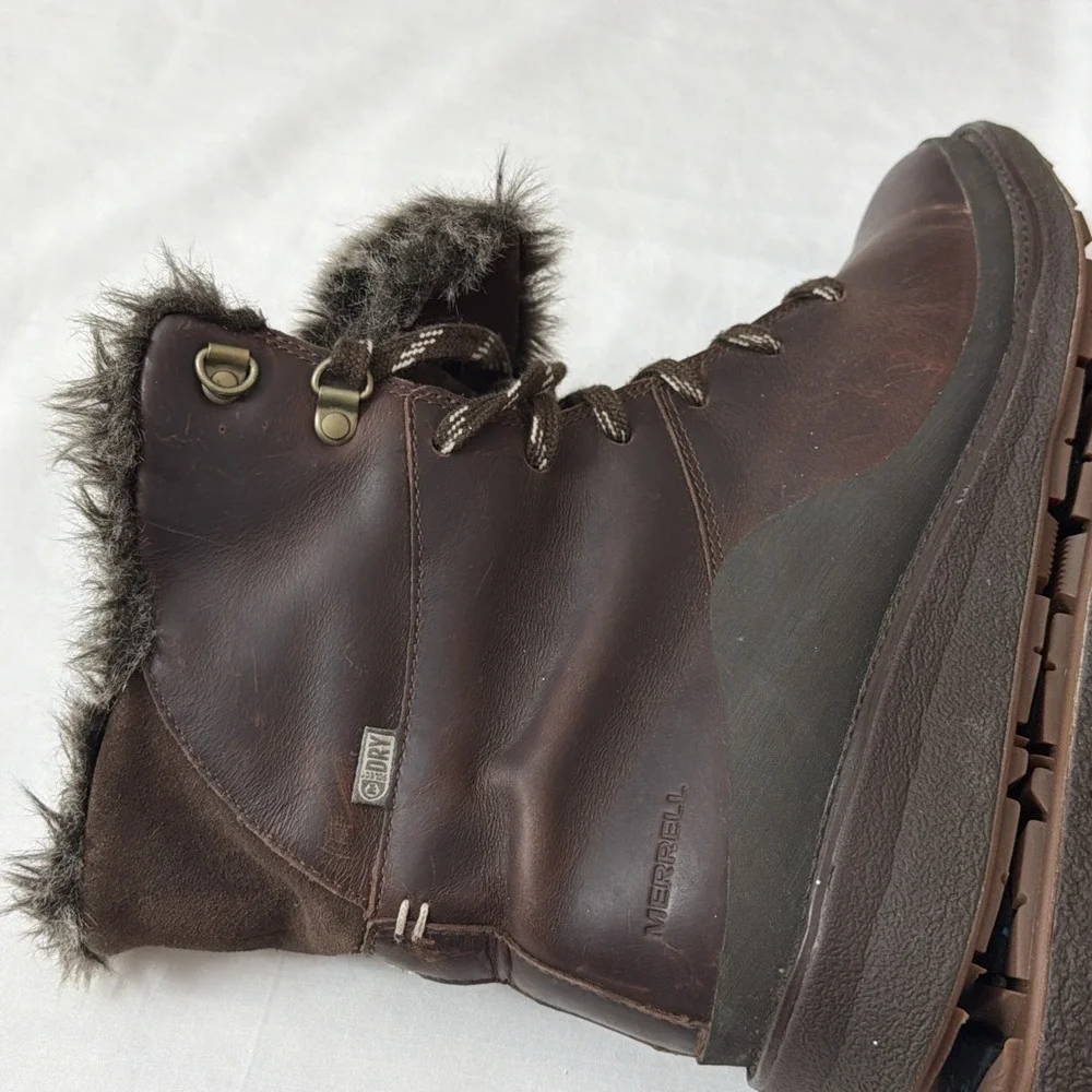 Merrell Women's Tremblant Ezra Lace Waterproof Ice‎ Boots 7 Brown J95306 Shoes